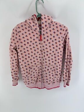 Boden Girls Pink Floral Fleece Zip-up Hooded Jacket | 11-12Y